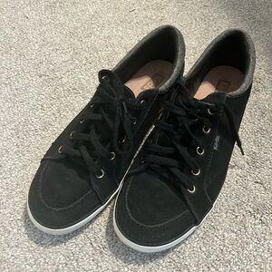 Keds Black Suede Low-Top Sneakers with Gold Eyelets